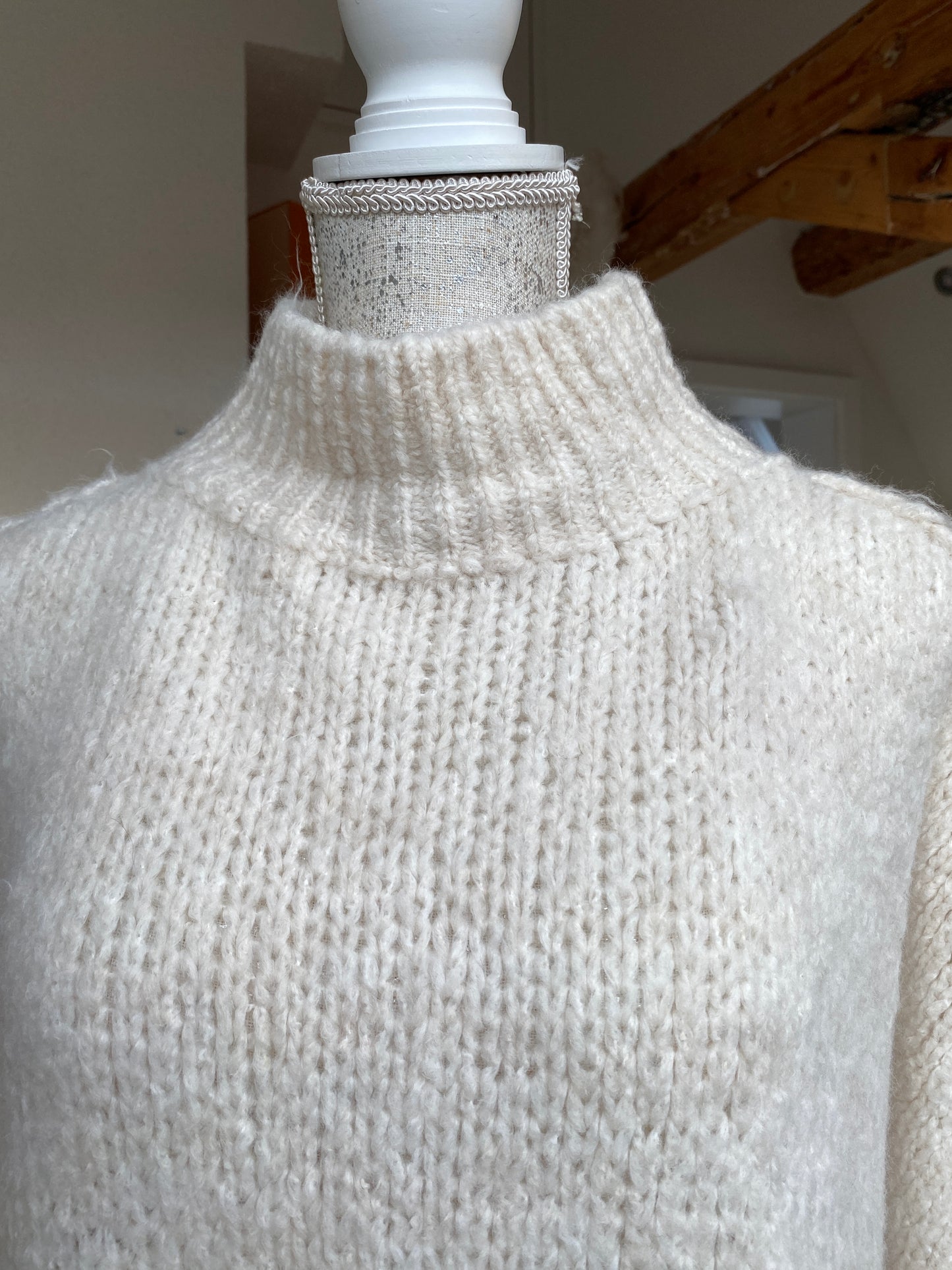 Cozy long Strickpullover - Creme