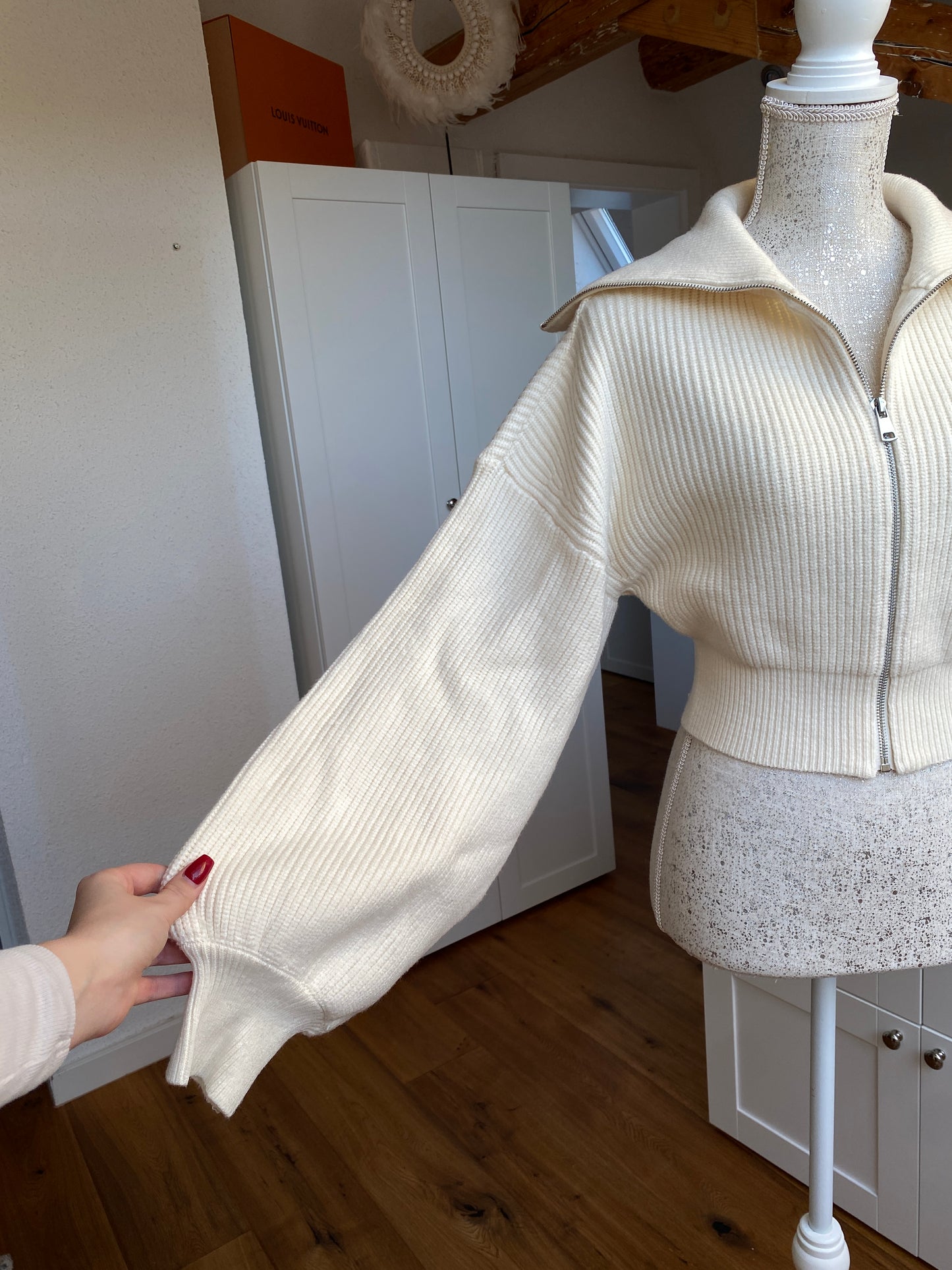 Zip Strick Sweater creme