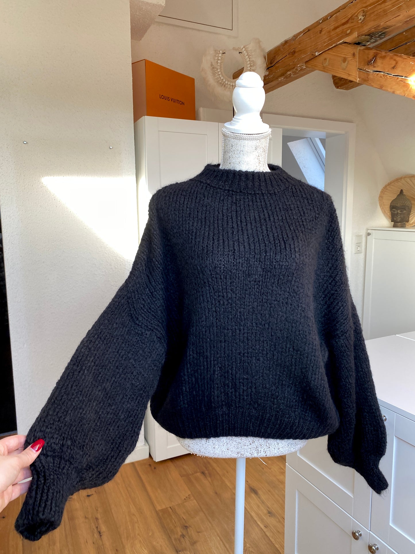 Cozy Strickpullover - schwarz