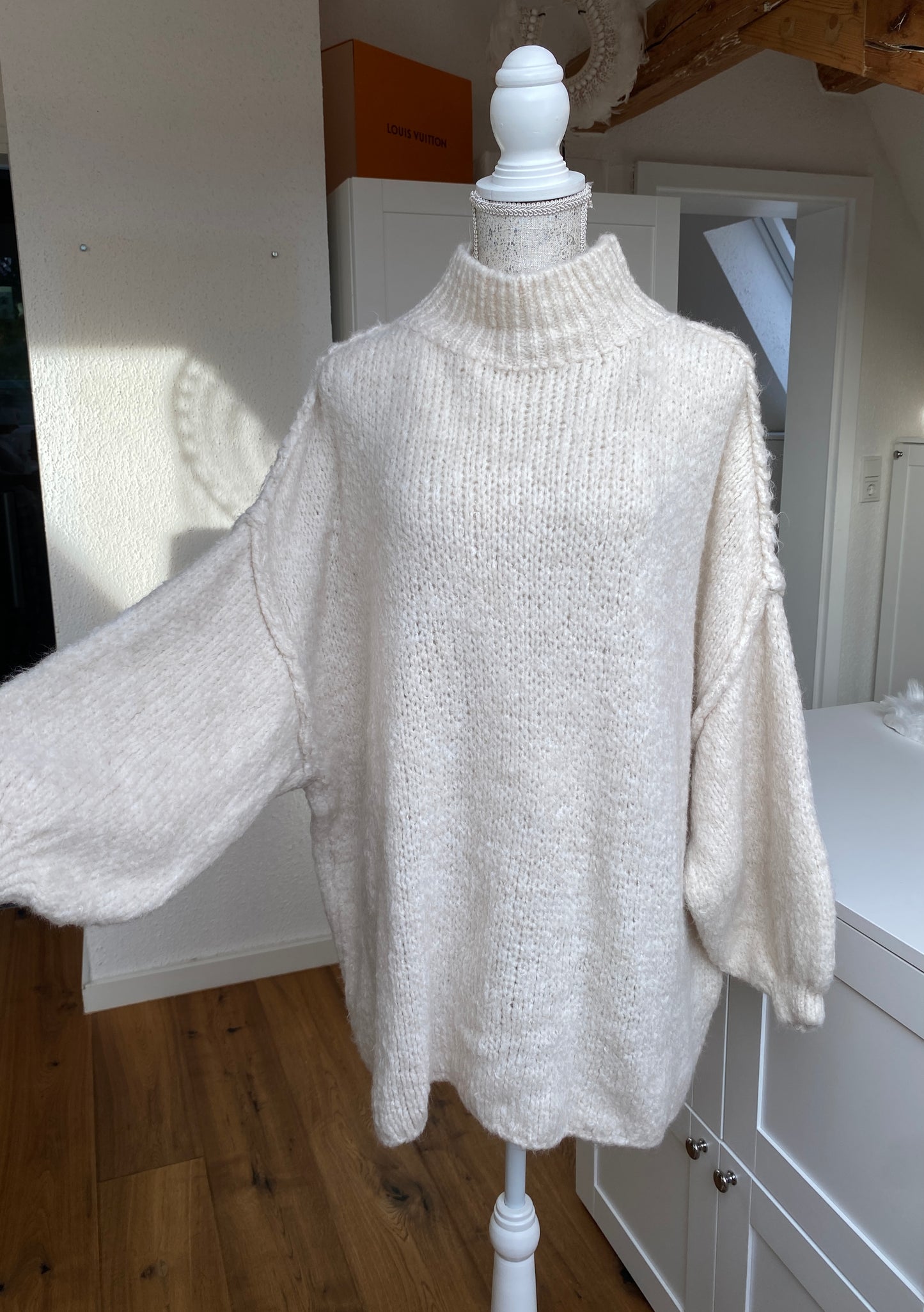 Cozy long Strickpullover - Creme