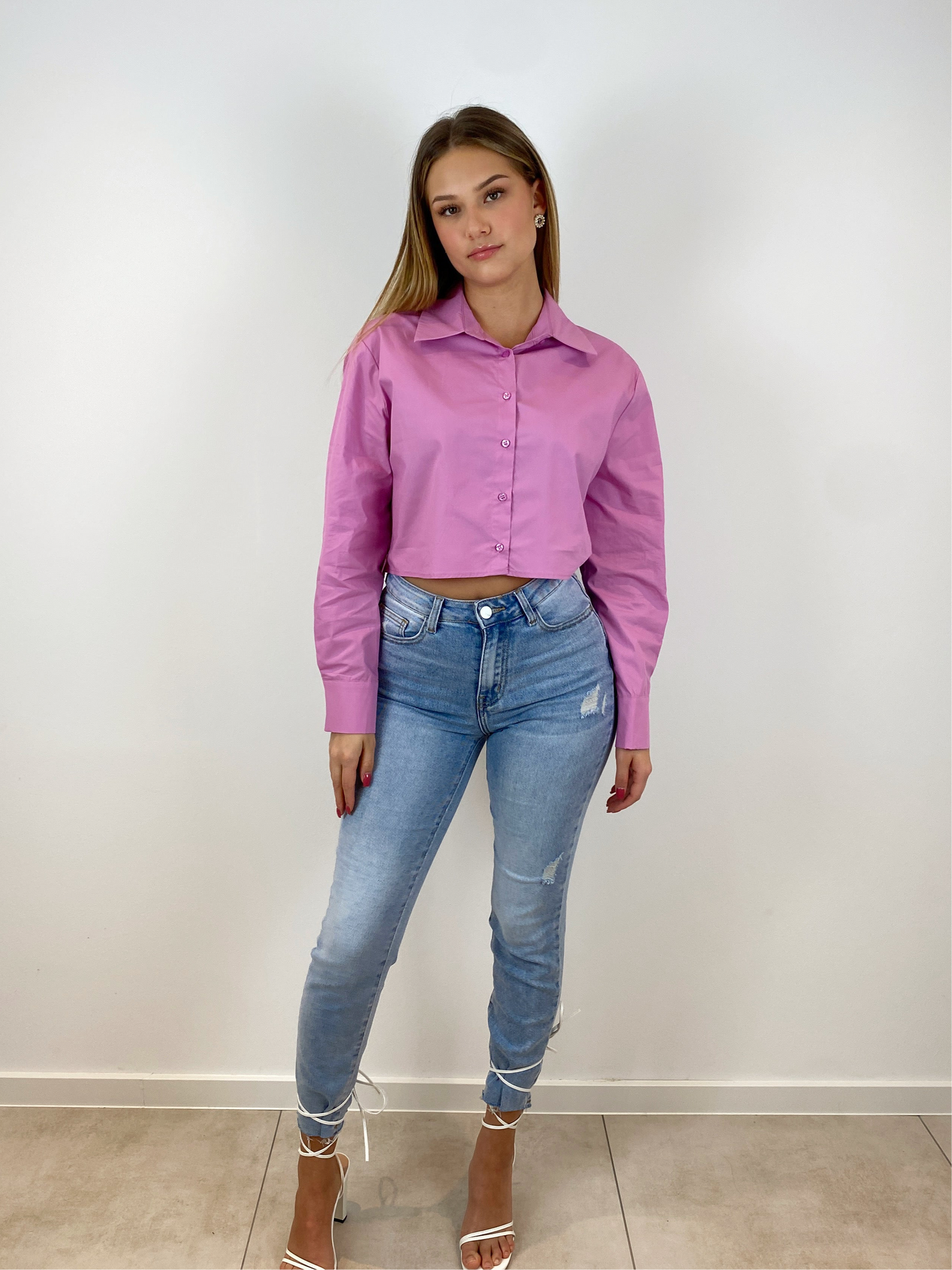 Lina cropped Hemd rosa