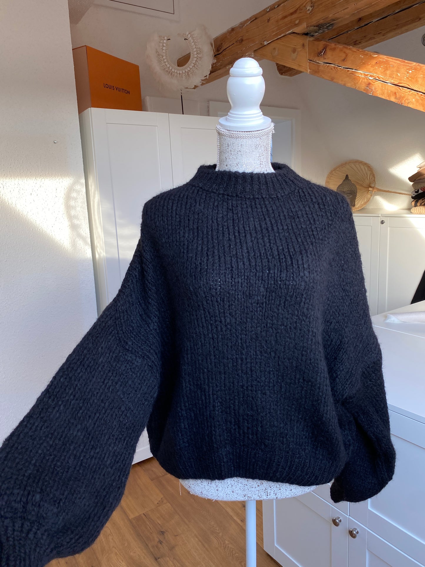 Cozy Strickpullover - schwarz