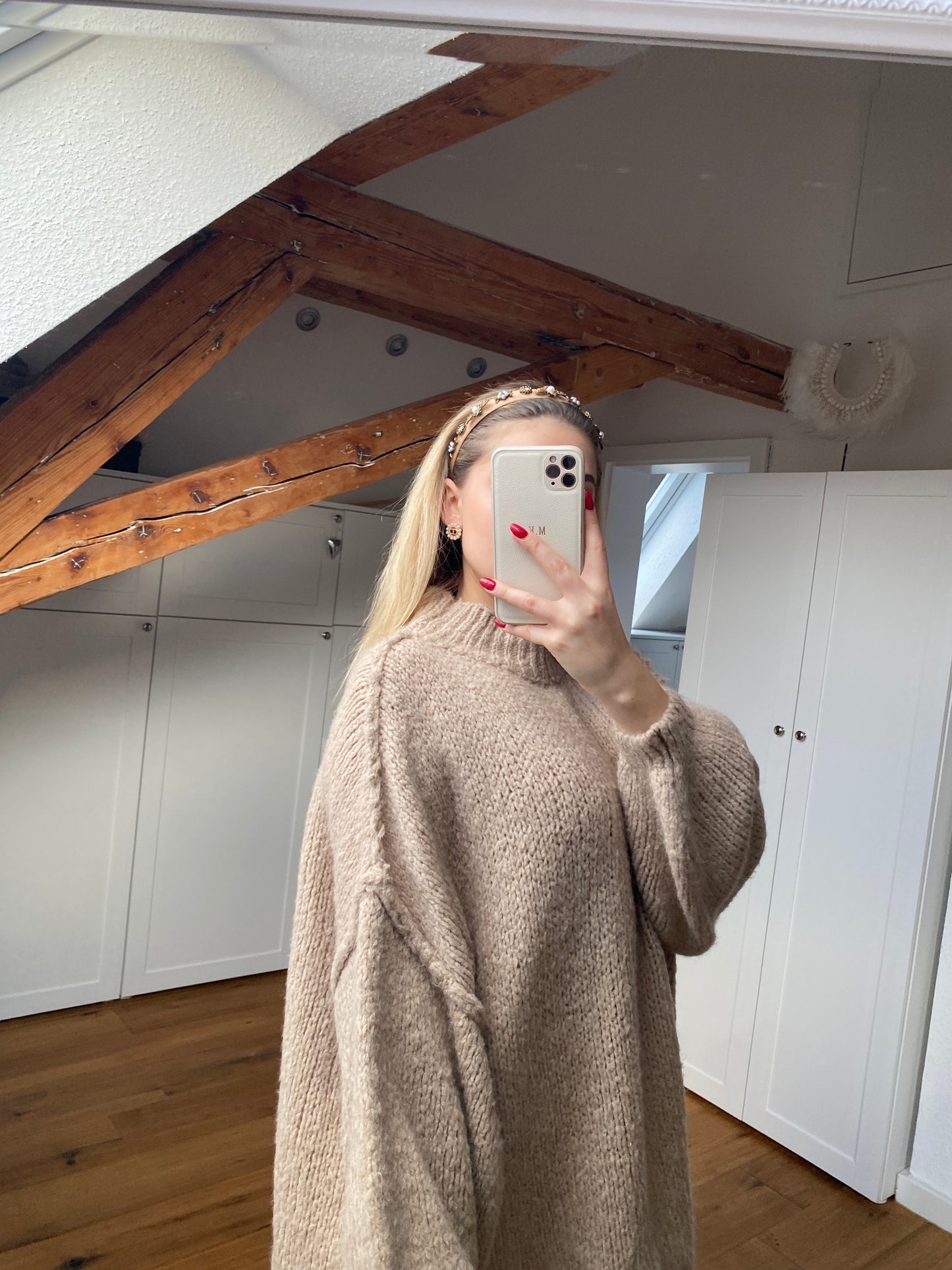 Cozy long Strickpullover - Toffee