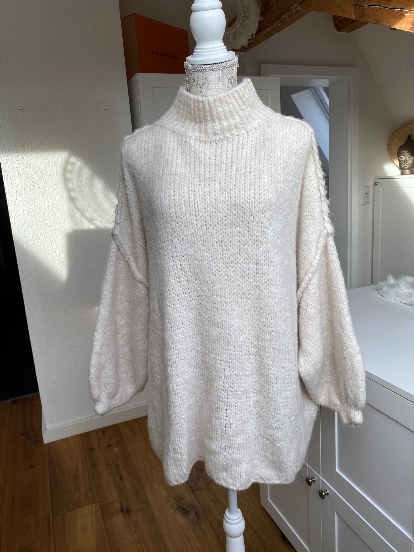 Cozy long Strickpullover - Creme