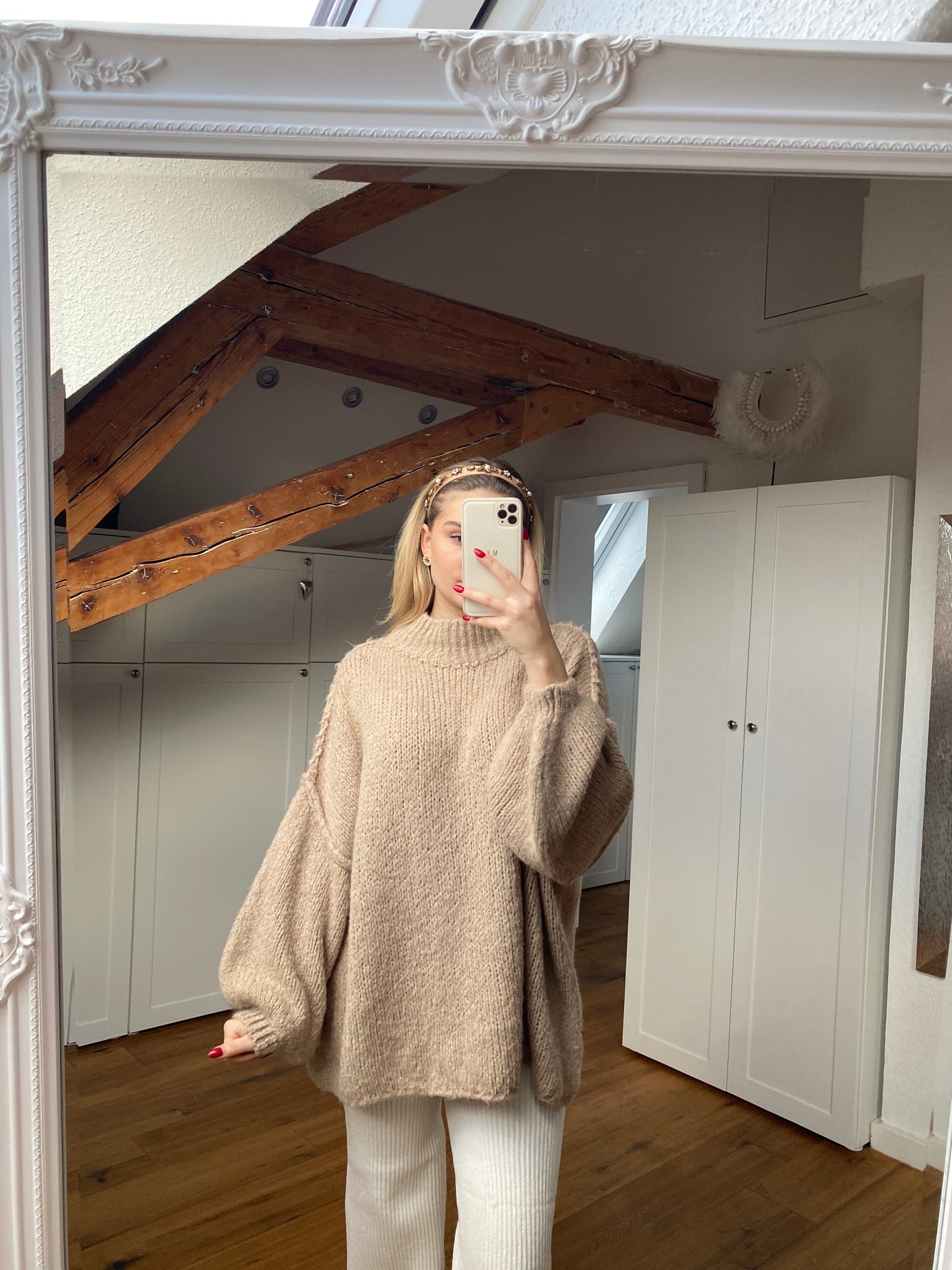 Cozy long Strickpullover - Toffee