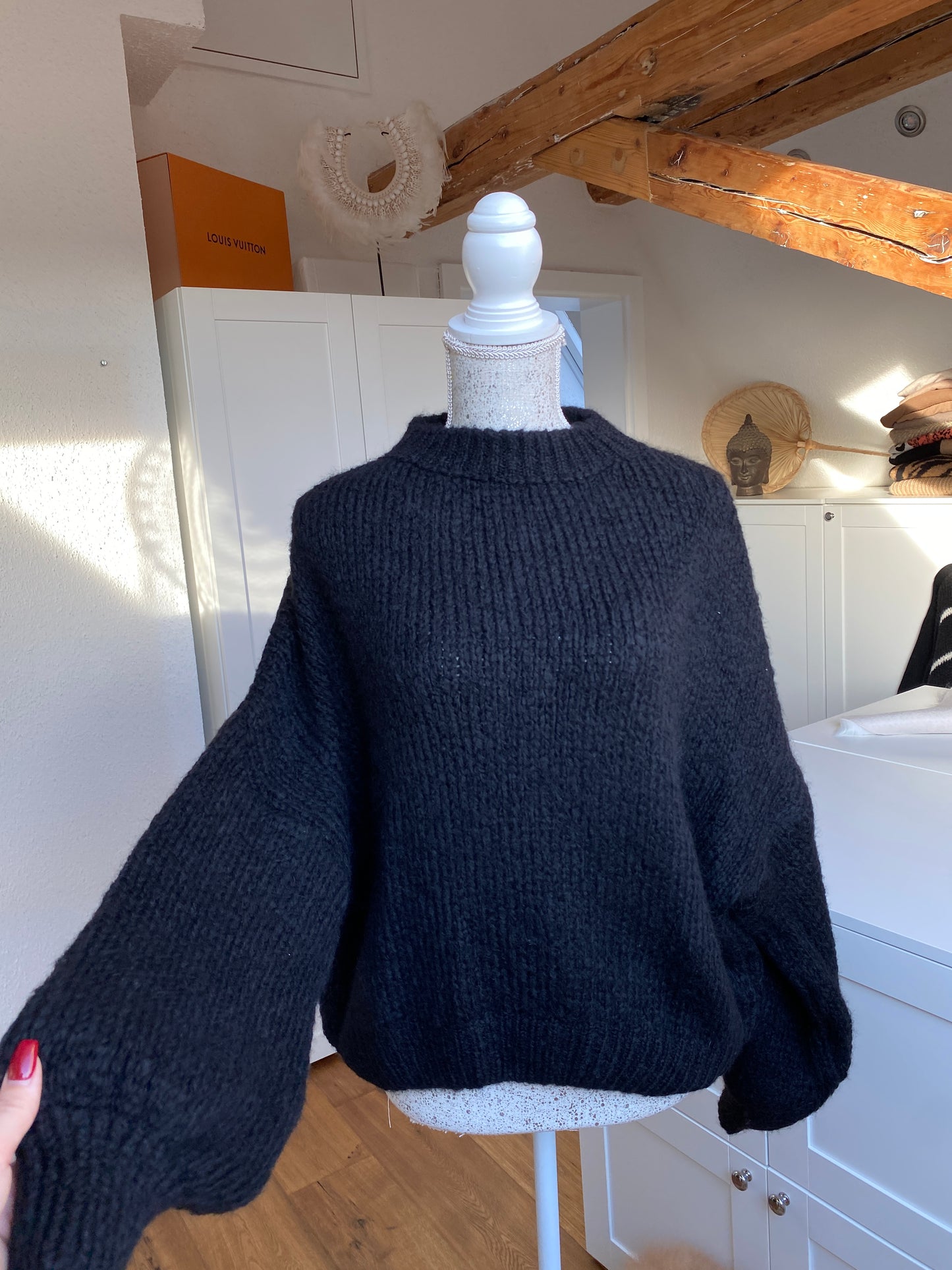 Cozy Strickpullover - schwarz