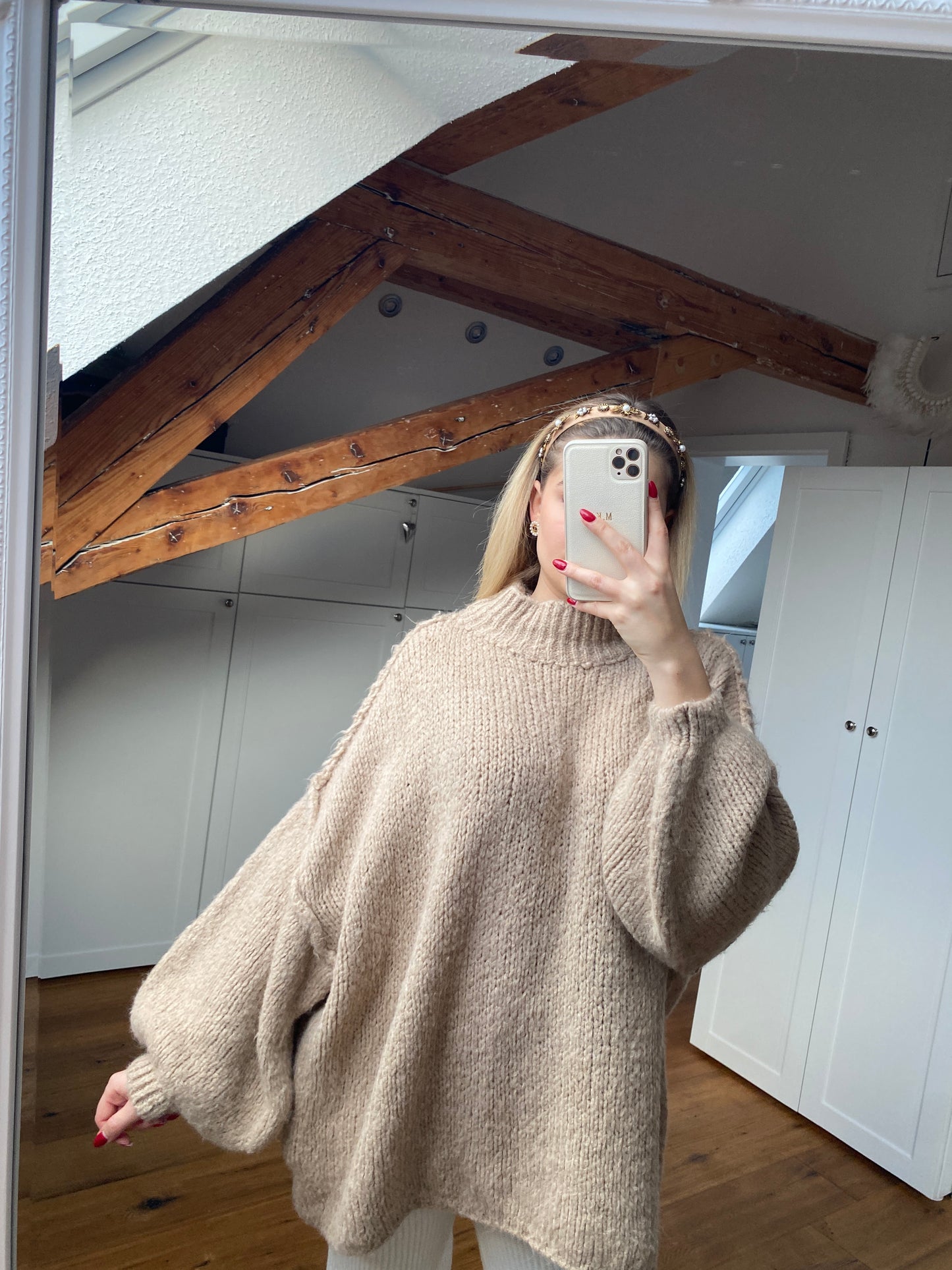 Cozy long Strickpullover - Toffee