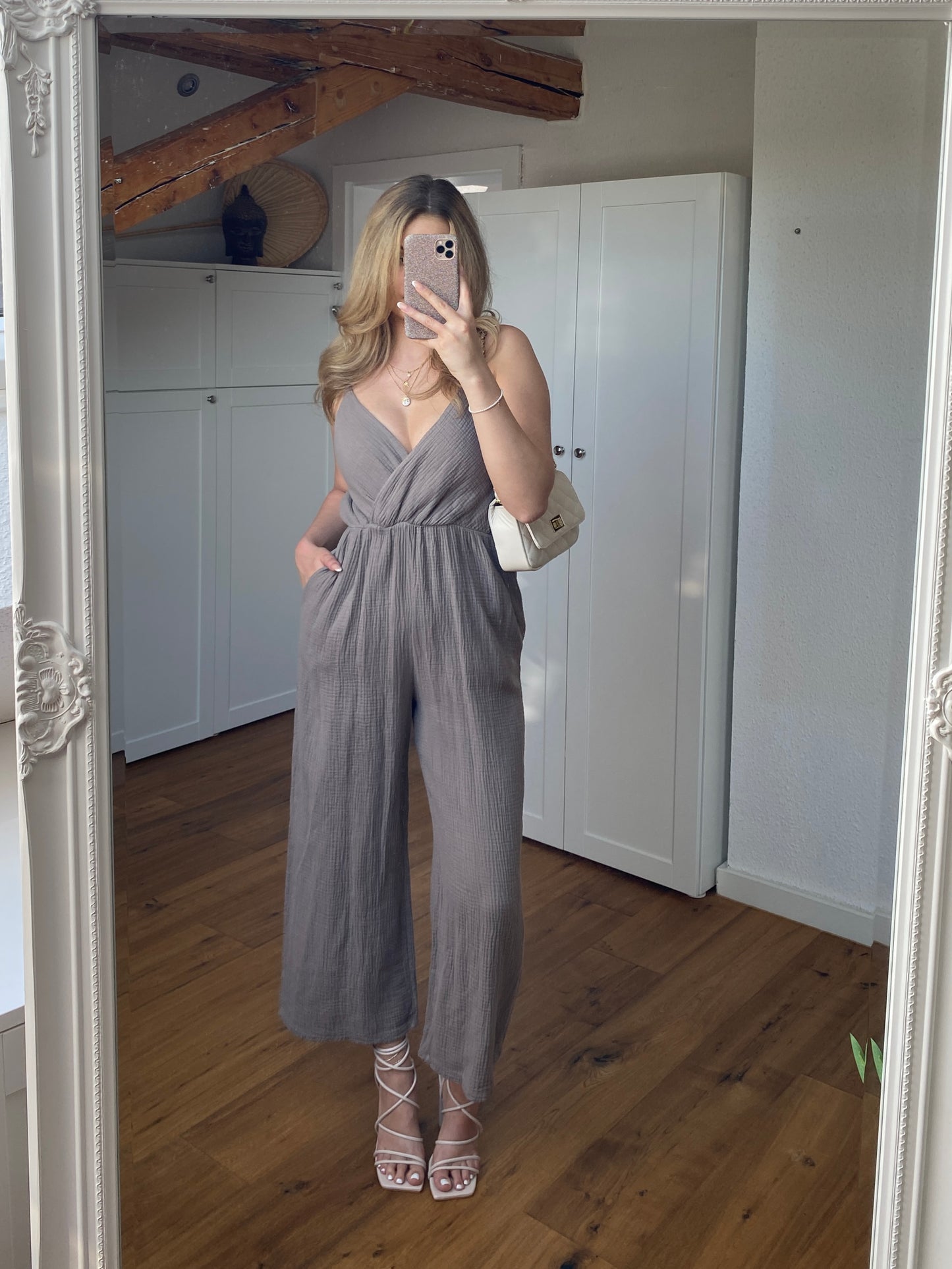 Clara Musselin Jumpsuit - Greige