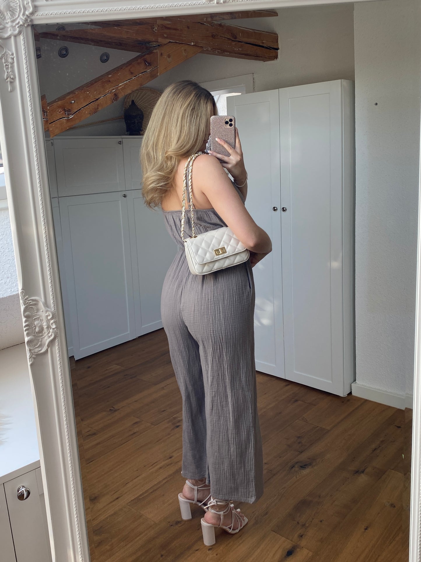 Clara Musselin Jumpsuit - Greige