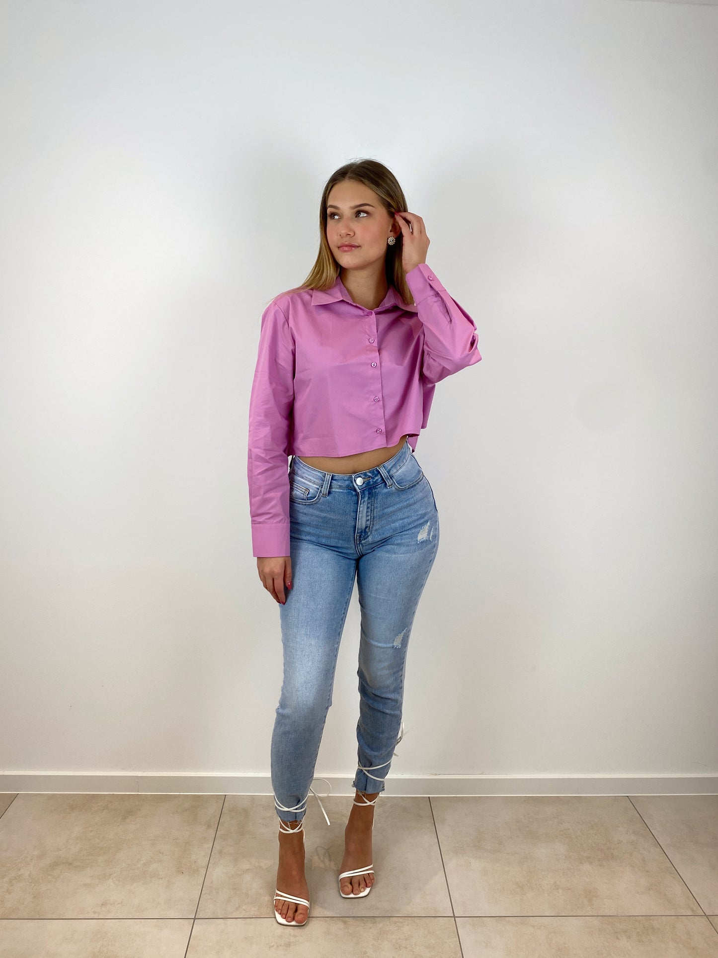 Lina cropped Hemd rosa