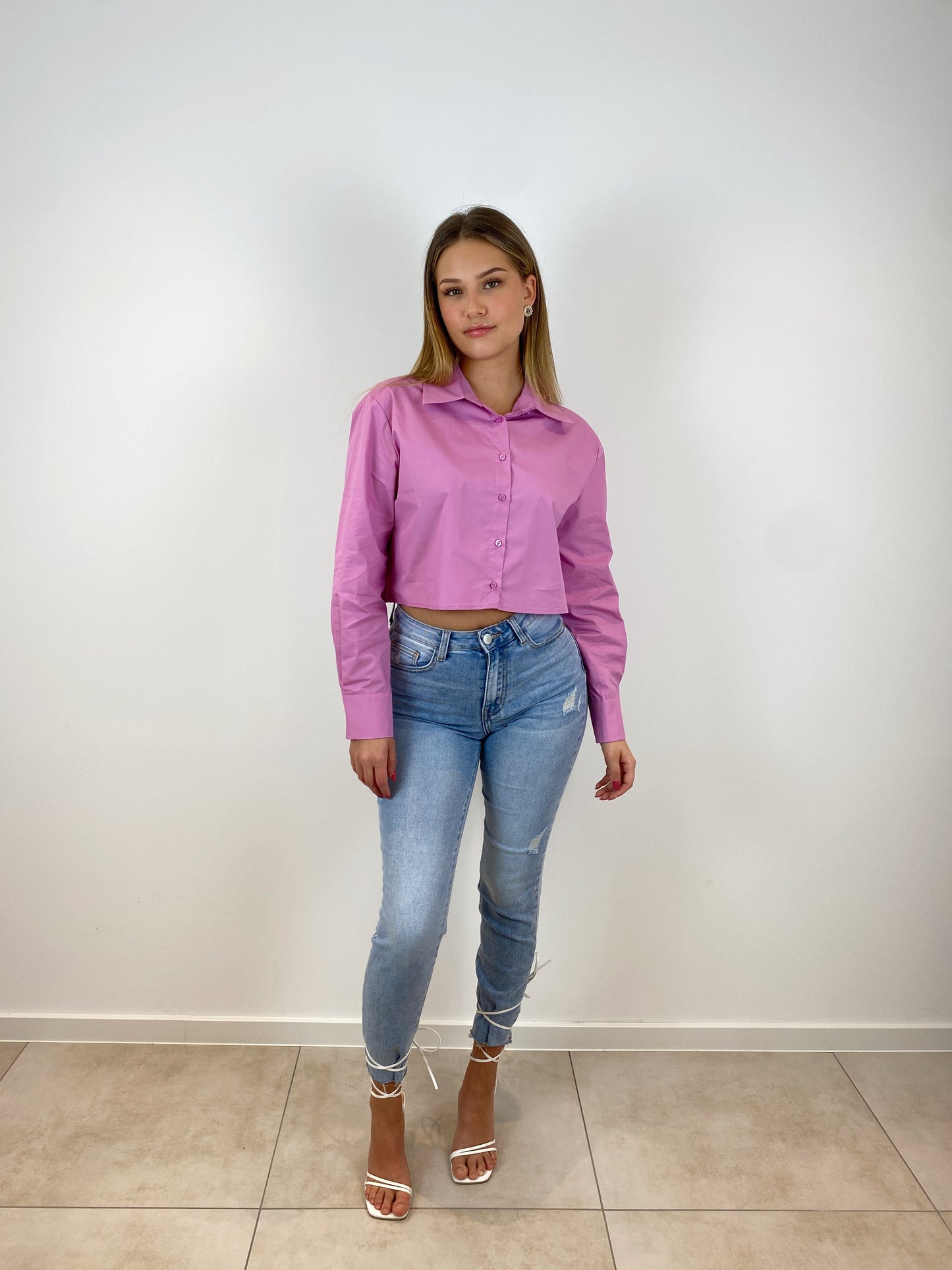 Lina cropped Hemd rosa